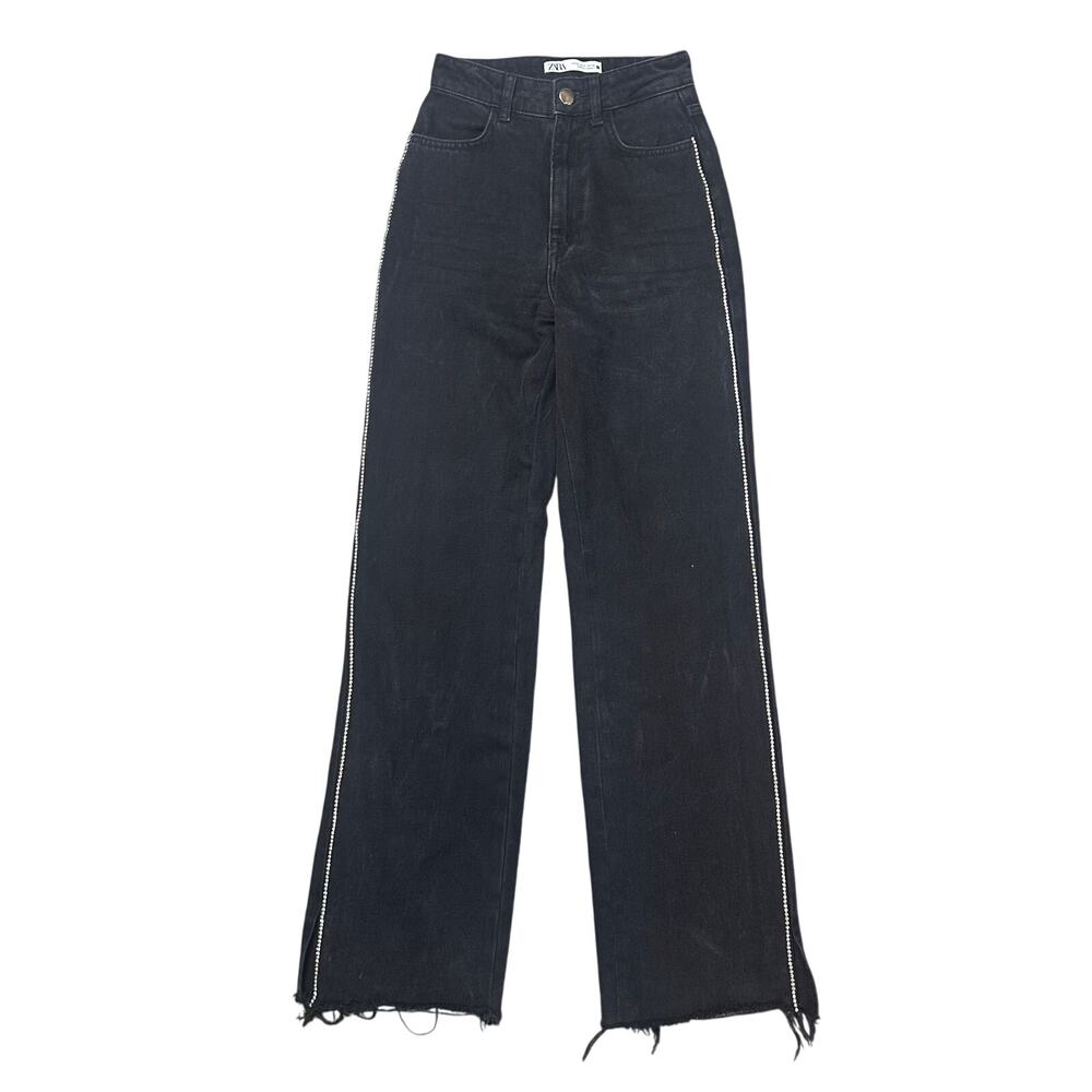 Zara Black High Rise Rhinestone Jeans